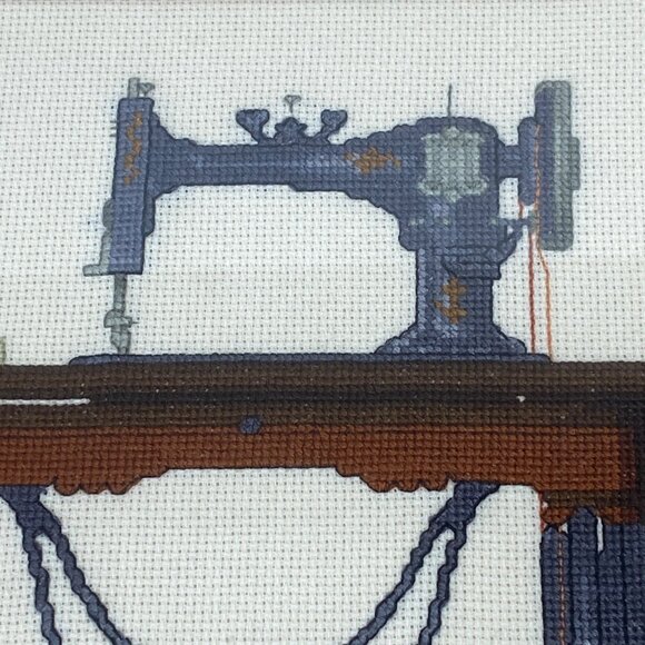 Vintage 1985 Handmade Antique Sewing Machine 16" Framed Cross Stitch - Picture 3 of 10